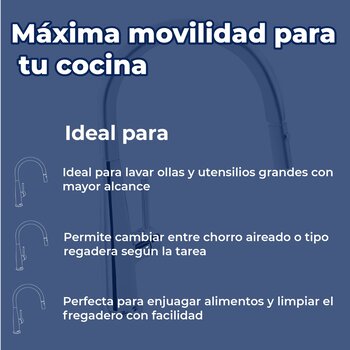 Llave Monomando Para Fregadero Cabezal movible 360° Helvex E-309