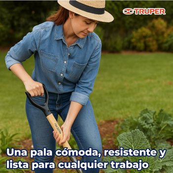 Pala cajuelera redonda puño "D" mango de madera Truper