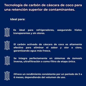 Filtro Cartucho de Carbón Activado Coco Granulado 2.5x10 Purikor
