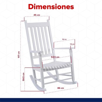 Silla Mecedora De Madera Blanca