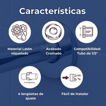 Chapetón Cromado Llave Control ½ pulg Universal Coflex