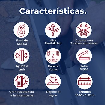 Cinta impermeable flexible negro 10.16 cm x 1.52 m