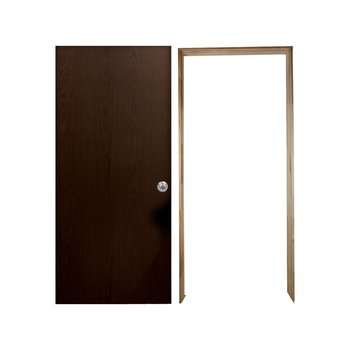 Paquete Puerta Tambor Chocolate 65X2.13 M Con Marco Pino Natural