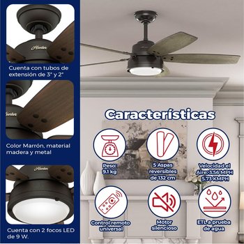 Ventilador De Techo Channelside Hunter 52 Pulg