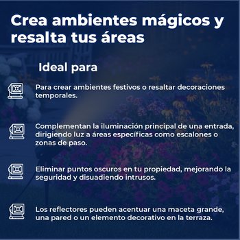 Luminario reflector 4 pulgadas negro aluminio con estaca