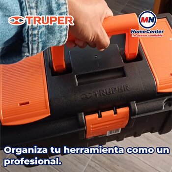 Caja para herramienta Negro de 16" con compartimentos Truper