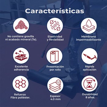Imper Prefabricado SBS Novaroll 4.00 mm Fibra Poliéster Te