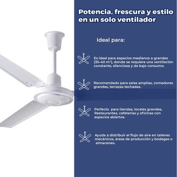 Ventilador industrial greco 56 pulgadas blanco sin luz