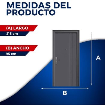 Puerta Derecha Serie 3 Alta Seguridad 95X213 mts Gris Oxford