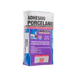 Adhesivo Porcelánico marca Uniblock 20 kg Blanco