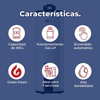 Calentador Deposito Calorex Maximus 106 L Gas LP 3 Servicios