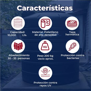 Tanque Agua Rotoplas Estándar Negro 10000 L