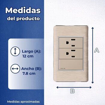 PLACA 1 APAGADOR SENCILLO Y 2 CONTACTOS DORADO LUXICA