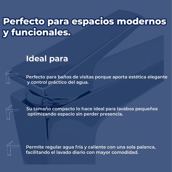 Llave Monomando Para lavabo corto sin contra Spiga cromo Helvex