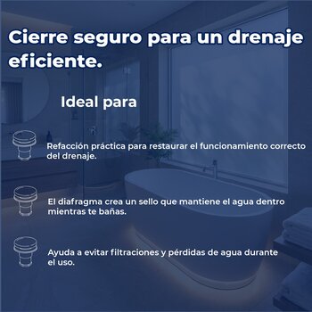 Tapón Con Diafragma Helvex Para Desagüe de Tina Sh-118 Cromo