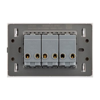 Placa 3 Apagadores Sencillos Lucek Flat Blanco