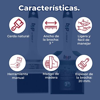 Brocha Byp de cerda natural La Regia 3" pulgadas