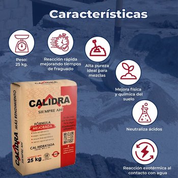 Saco de Cal Calidra 25 kg para construcción y acabados