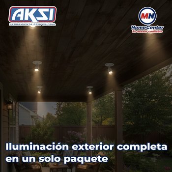 Paquete Luminario Intemperie mas foco AKSI 7W