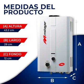 Paq Calentador Paso Mirage 06 Lts Gas LP y Kit Instalación