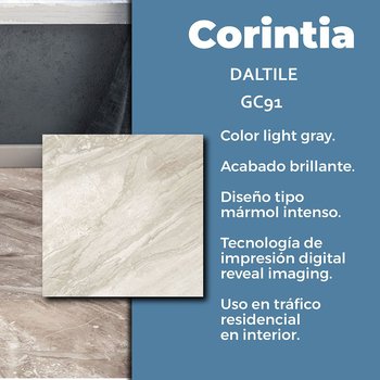 Piso Corintia Light Gray Daltile 60.5x60.5 cm