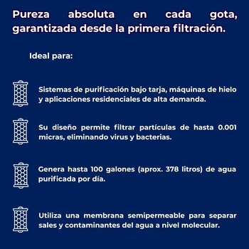 Membrana Para Osmosis Inversa Purikor 100 Galones