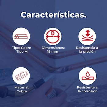 Tubo de Cobre Iusa tipo M ¾ pulgadas 6.10 m