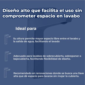 Llave Monomando alto Para lavabo Helvex Piazza PIA-101