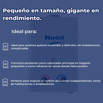 Calentador Paso 6 L Rugo Gas LP Incluye Kit de Instalación
