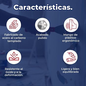 Espátula recta acero 4 Pulgadas BYP rígido con mango de plástico