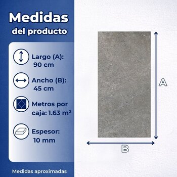 Piso Tipo Piedra Gaudi Gris Cesantoni 45x90 cm Rectificado