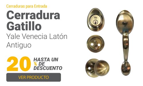 Cerradura Entrada Gatillo Yale Venecia Latón Antiguo