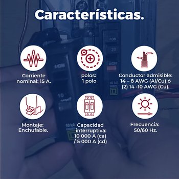 Pastilla Termomagnética Square D 1 x 15 ampers
