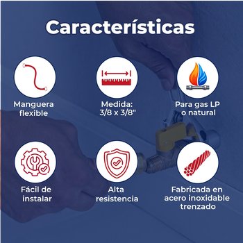 Manguera Conector Flexible Para Gas 3/8 x 3/8 pulg x 1 m Coflex