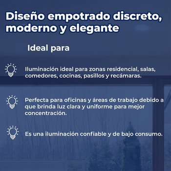 Luminario led empotrado 5 pulgadas 12 watts 6000K led blanco