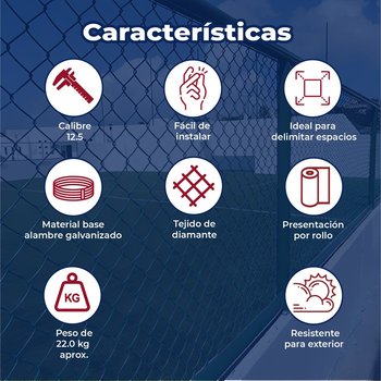 Malla Ciclónica Forrada DeAcero 1.25 x 20 M Calibre 12.5