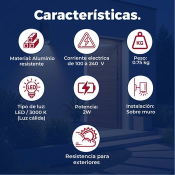 Luminario de sobreponer en Muro Tower Luz Cálida Estevez