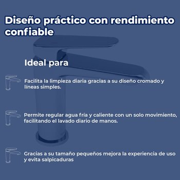 Llave Monomando Para lavabo Corto Sin Contra Potenza Helvex