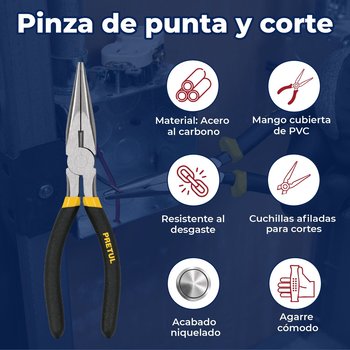 Juego de 4 pinzas mango de vinil Pretul