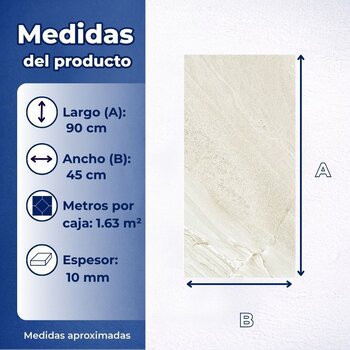 Piso Antiderrapante Piamont Blanco Cesantoni 45x90 cm
