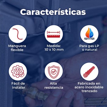 Manguera Conector Flexible Para Gas 10 x 10 x 1500 mm Coflex