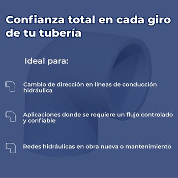 Codo PVC Hidráulico Cedula 40 90 x 75 mm 3