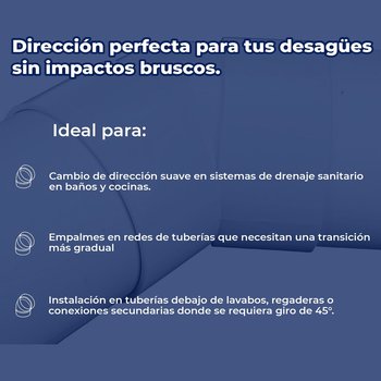 Codo PVC Sanitario 4 45 Grados 100 mm