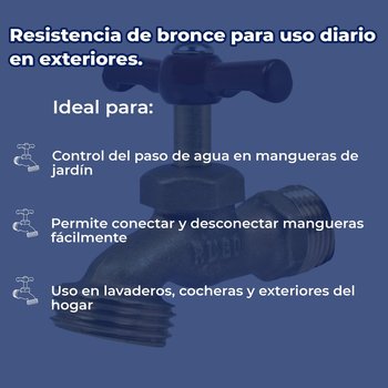 Llave Para Manguera de Agua Bronce Rugo 13 mm