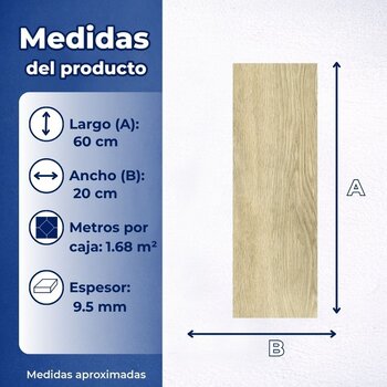 Piso Memphis Tipo Madera Cesantoni 20x60 cm 1.68 m2.