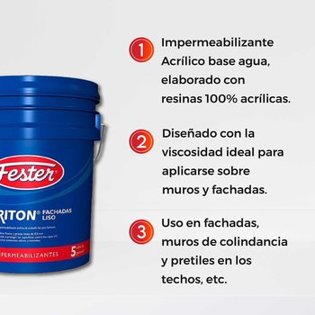 Impermeabilizante acrílico Acritón Fachadas Liso blanco 19 l