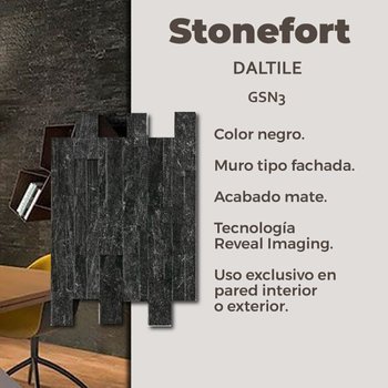 Muro Stonefort Black Daltile 34 x 45 cm