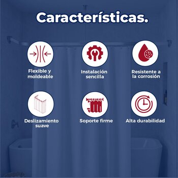 Riel Flexible Para Cortina de Baño Color Cromo Duschy