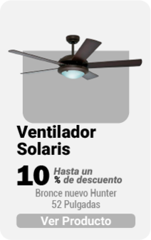 Ventilador Solaris 52 pulg Bronce nuevo Hunter