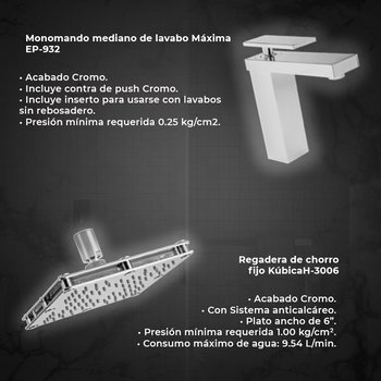 Paquete Griferia Máxima y WC one piece Helvex
